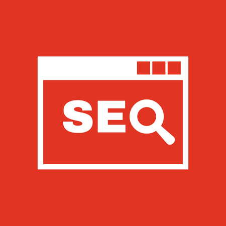 The SEO icon. WWW and browser, development, search, SEO symbol. UI. Web. Logo. Sign. Flat design. App. Stock vectorのイラスト素材