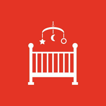 Childrens bed icon. Baby bed design. Cradle and home, nurse, Childrens bed symbol. web. graphic. AI. app. logo. object. flat. image. sign. eps. art. picture - stock vectorのイラスト素材