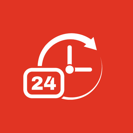 Time, clock icon. Time and watch, timer, 24 hours symbol. UI. Web. Logo. Sign. Flat design. App. Stock vectorのイラスト素材