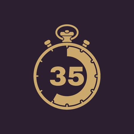 The 35 seconds, minutes stopwatch icon. Clock and watch, timer, countdown, stopwatch symbol. UI. Web. Logo. Sign. Flat design. App. Stock vectorのイラスト素材