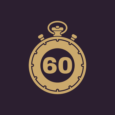 The 60 seconds, minutes stopwatch icon. Clock and watch, timer, countdown, stopwatch symbol. UI. Web. Logo. Sign. Flat design. App. Stock vectorのイラスト素材