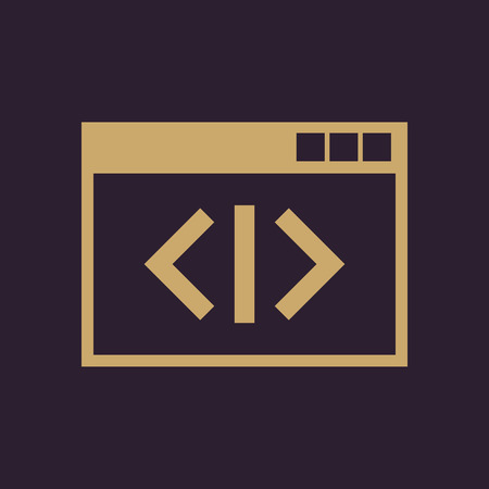 The coding icon. WWW and browser, development, seo, coding symbol. UI. Web. Logo. Sign. Flat design. App. Stock vectorのイラスト素材