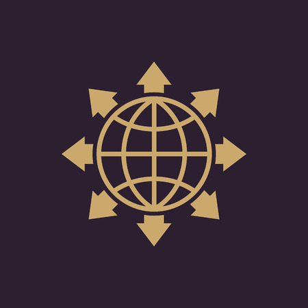 The global solution icon. WWW and browser, development, search, SEO, global solution symbol. UI. Web. Logo. Sign. Flat design. App. Stock vectorのイラスト素材