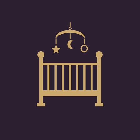 Childrens bed icon. Baby bed design. Cradle and home, nurse, Childrens bed symbol. web. graphic. AI. app. logo. object. flat. image. sign. eps. art. picture - stock vectorのイラスト素材