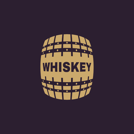 The whiskey icon. Cask and keg, alcohol, whiskey symbol. UI. Web. Logo. Sign. Flat design. App. Stock vectorのイラスト素材