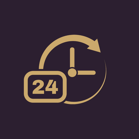 Time, clock icon. Time and watch, timer, 24 hours symbol. UI. Web. Logo. Sign. Flat design. App. Stock vectorのイラスト素材