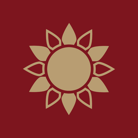 The sun icon. Sunrise and sunshine, weather, sun symbol. UI. Web. Logo. Sign Flat design App Stock vectorのイラスト素材