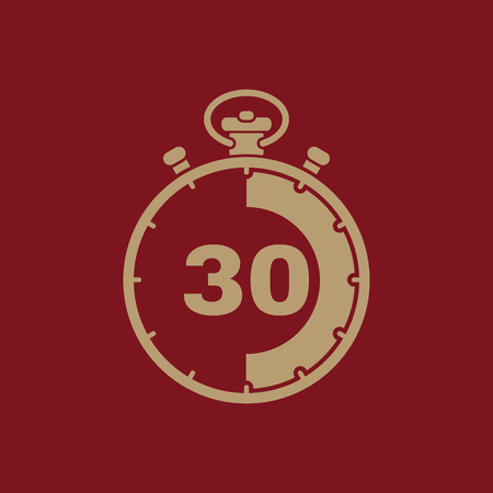 The 30 seconds, minutes stopwatch icon. Clock and watch, timer, countdown, stopwatch symbol. UI. Web. Logo. Sign. Flat design. App. Stock vectorのイラスト素材