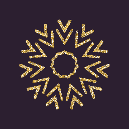 Snowflake icon. Christmas and new year, xmas, winter symbol. Gold sparkles and glitter. Flat design. Stock - vectorのイラスト素材