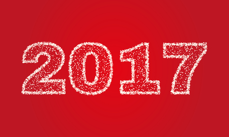2017 Happy New Year on red background. Stock - Vector illustrationのイラスト素材