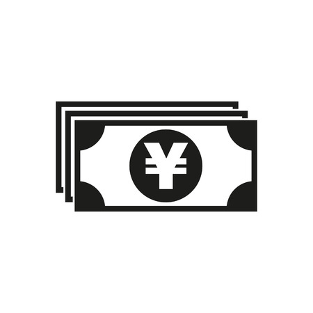 Money icon. Yen and cash, coin, currency, bank symbol. Flat design. Stock - Vector illustrationのイラスト素材