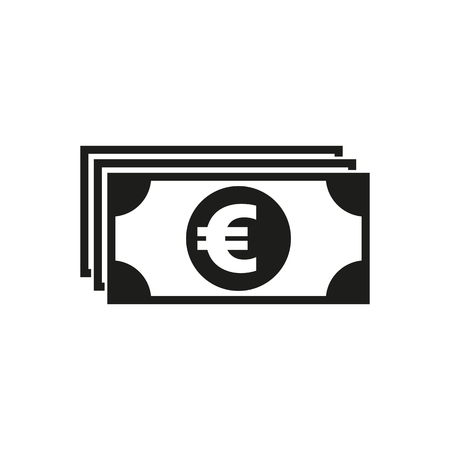 Money icon. Euro and cash, coin, currency, bank symbol. Flat design. Stock - Vector illustrationのイラスト素材