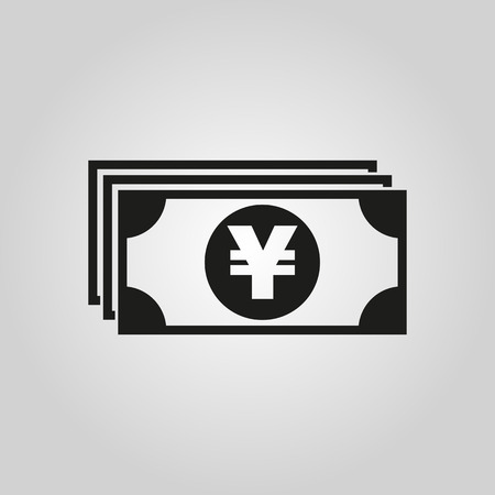 Money icon. Yen and cash, coin, currency, bank symbol. Flat design. Stock - Vector illustrationのイラスト素材