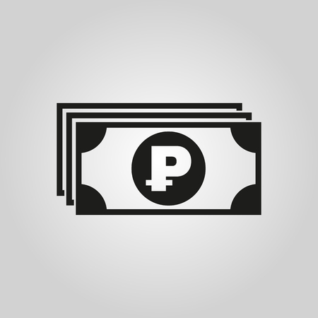 Money icon. Ruble and cash, coin, currency, bank symbol. Flat design. Stock - Vector illustrationのイラスト素材