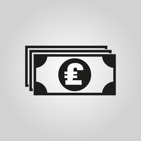 Money icon. Pound sterling and cash, coin, currency, bank symbol. Flat design. Stock - Vector illustrationのイラスト素材