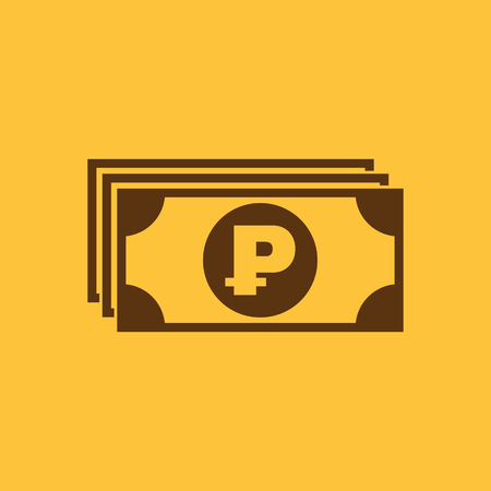 Money icon. Ruble and cash, coin, bank symbol. Flat design. Stock - Vector illustrationの写真素材