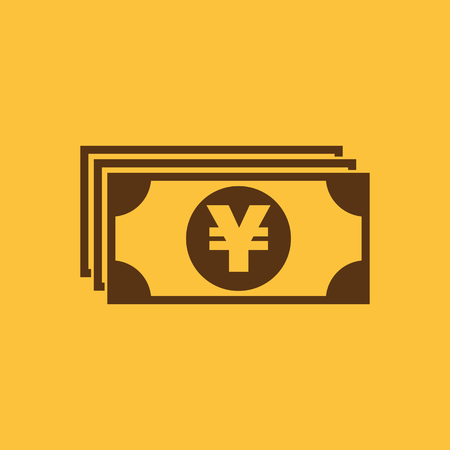 Money icon. Yen and cash, coin, bank symbol. Flat design. Stock - Vector illustrationの写真素材