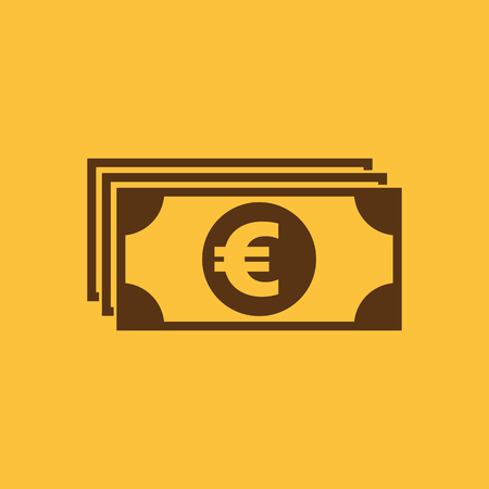 Money icon. Euro and cash, coin, bank symbol. Flat design. Stock - Vector illustrationの写真素材