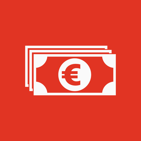 Money icon. Euro and cash, coin, currency, bank symbol. Flat design Stock - Vector illustrationのイラスト素材