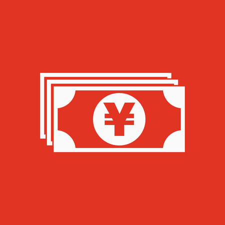 Money icon. Yen and cash, coin, currency, bank symbol. Flat design Stock - Vector illustrationの写真素材