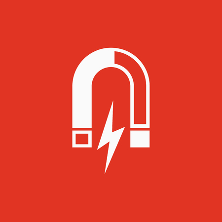 Magnet icon. Magnetic and attract, physics symbol. Flat design Stock - Vector illustration.のイラスト素材