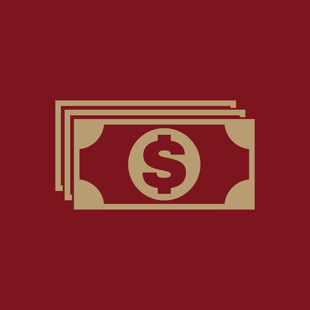 Money icon. Dollar and cash, coin, currency, bank symbol. Flat design Stock - Vector illustrationのイラスト素材