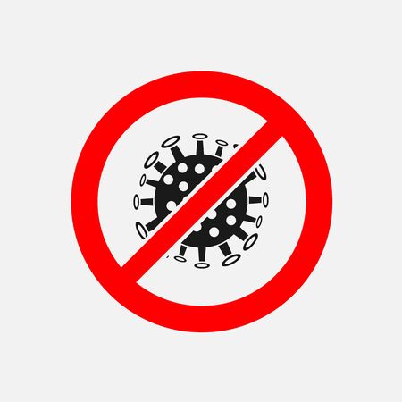 Stop coronavirus 2019 nCov icon. Stop virus and epidemic, bacterium, microbiology, pandemic symbol. Flat design. Stock - Vector illustrationのイラスト素材