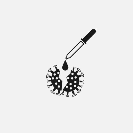 Coronavirus 2019 nCov vaccine icon. Virus and epidemic, bacterium, microbiology, pandemic symbol. Flat design. Stock - Vector illustrationのイラスト素材