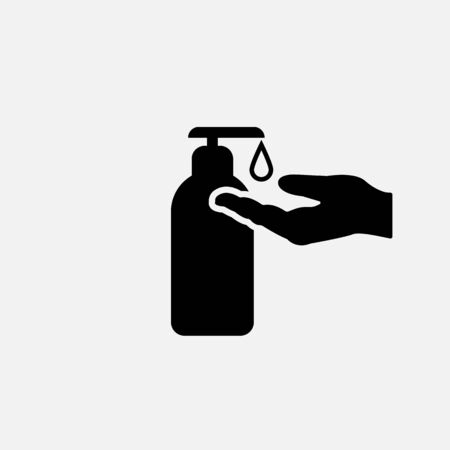 Sanitize icon. Liquid soap symbol. Flat design. Stock - Vector illustrationのイラスト素材