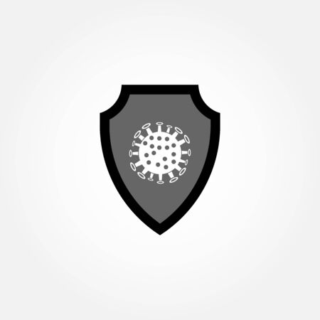 Coronavirus 2019 nCov with shield protection from the virus icon. Virus and epidemic, bacterium, microbiology, pandemic symbol. Flat design. Stock - Vector illustrationのイラスト素材
