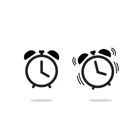 Alarm clock vector icon isolated on white background, simple line outline style, alarm clock ringing icon modern designのイラスト素材