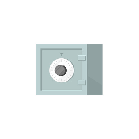 Safe box vector icon isolated on white background, small flat bank safe closed with code lock, cartoon illustrationのイラスト素材