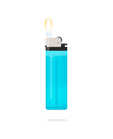 Blue lighter with flame vector icon isolated on white bakcgruondのイラスト素材