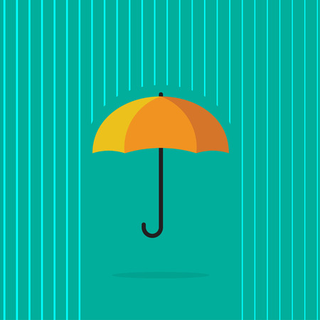 Orange umbrella in abstract line rain vector illustration on blue background, concept of protectionのイラスト素材