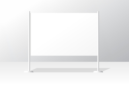 Advertising stand board banner template, sign board mockup, advertisement signboard presentation with identity brand example design, modern billboard vector illustration isolatedのイラスト素材