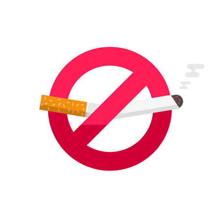 No smoking sign, dont smoke vector icon badge isolated on white background, broken cigarette labelのイラスト素材