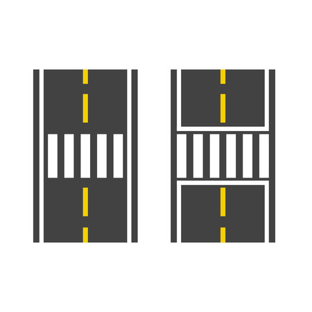Pedestrian crossing on road top view vector illustration, crosswalk path, crossover set on white backgroundのイラスト素材