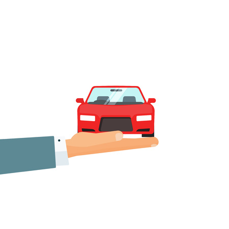 Hand holding car vector illustration, concept of automobile care, insurance for auto, rental service giving carのイラスト素材