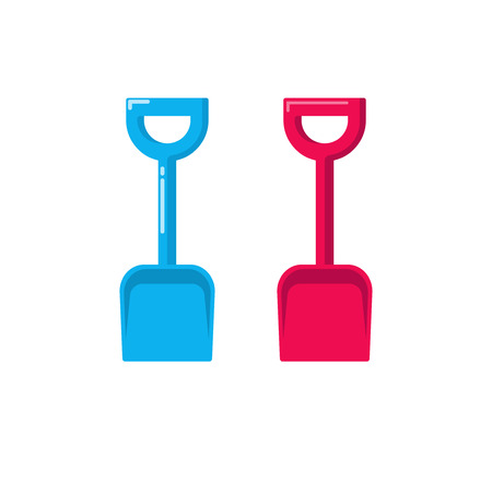 Shovel vector icon, fat cartoon small gardening spade isolated on white backgroundのイラスト素材