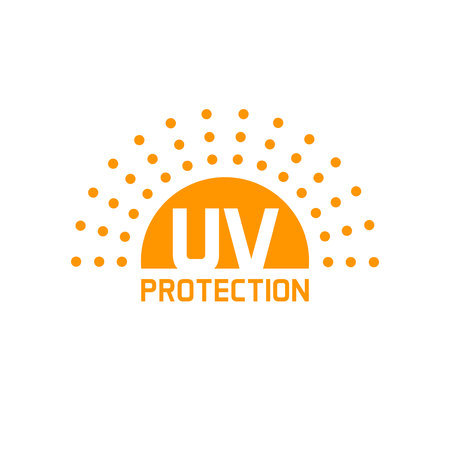 uv protection icon vector isolated on white, anti sun protect labelのイラスト素材