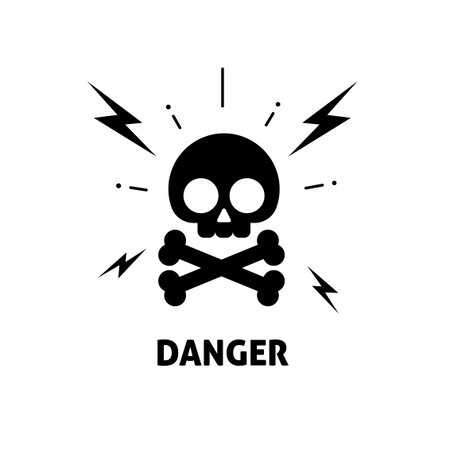 Electrical hazard sign vector illustration, flat cartoon electric shock risk zone symbol, electricity caution sticker, alert signの写真素材