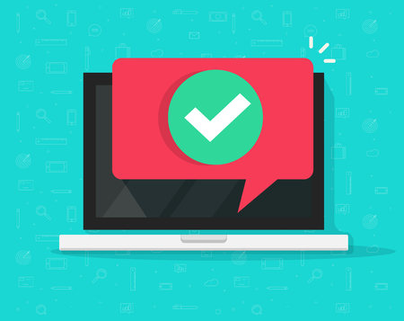 Laptop with check mark icon.のイラスト素材