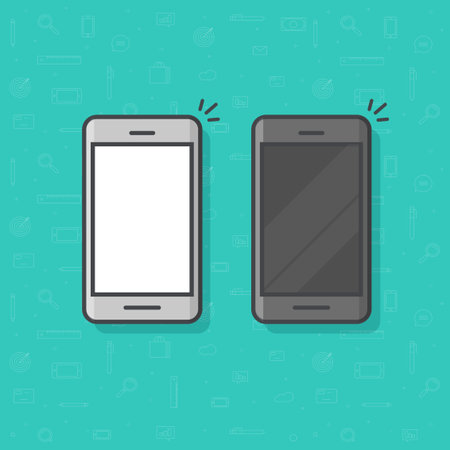 Smartphone line outline style vector illustration, simple mobile phone sketch line art icon isolated.のイラスト素材