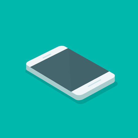 Smartphone isometric vector illustration, mobile phone in 3d isolated, cellphone cartoon flat styleのイラスト素材