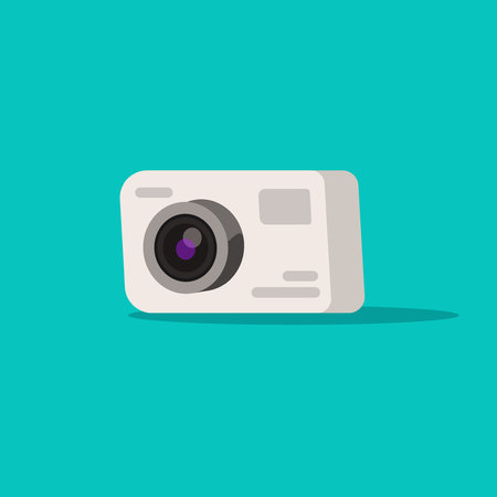 Camera photo or action-cam vector illustration, flat cartoon modern technology isolatedの写真素材