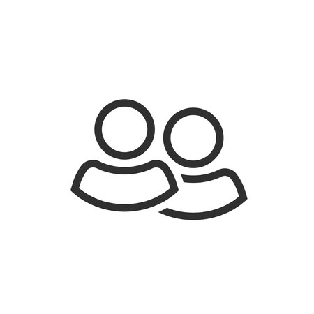 Two people icon vector, line outline two persons together isolated symbol, idea of couple shape or team group community pictogram, partnership or friends conceptのイラスト素材