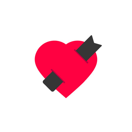 Book love vector, flat design of heart with bookmark creative symbol template, love reading sign concept isolatedのイラスト素材