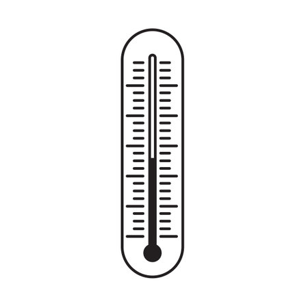 Thermometer vector illustration, line outline indicator tool of measurement isolated on white