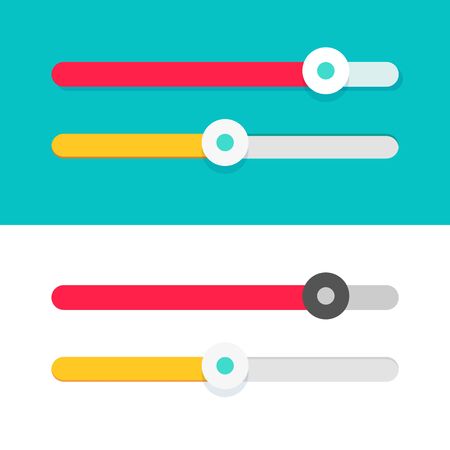 Slider ui element design vector set, flat cartoon modern sliders for web sites isolated on color and white backgroundのイラスト素材