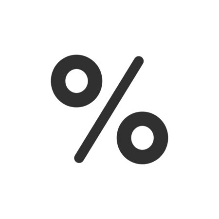 Percentage or percent icon sign vector symbol isolated on white flat simple black and white pictogramのイラスト素材